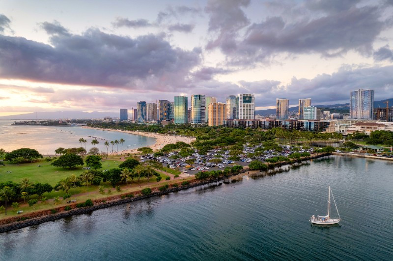 Beautiful aerial shot of Kakaʻako, Oahu